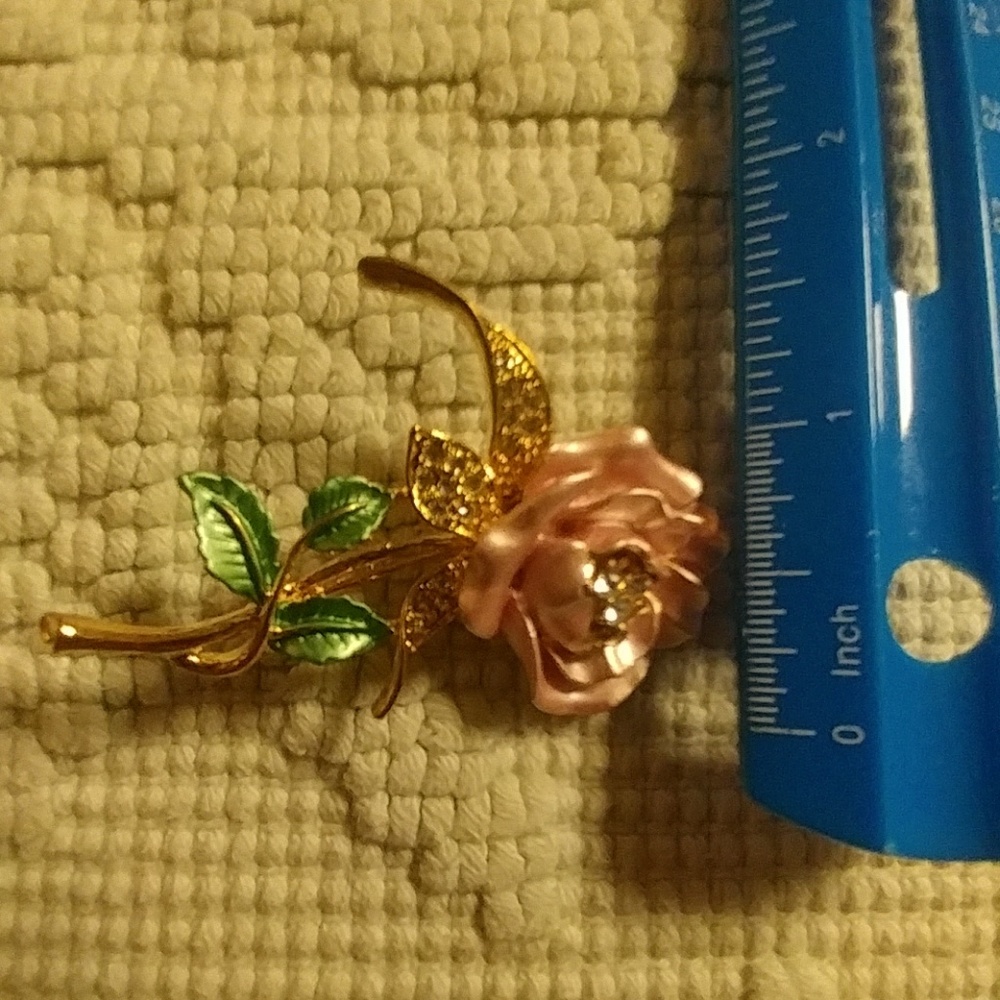 Blush Pink & Rhinestone Gold Pin - Picture 5 of 5
